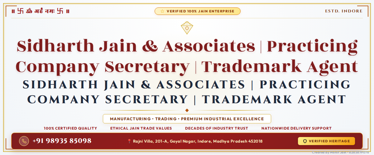 Sidharth Jain & Associates | Practicing Company Secretary | Trademark Agent Banner